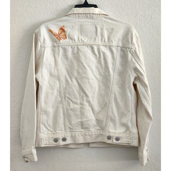 JACKET-JEAN-LEVI STRAUSS & CO.-Light Cream-Butterflies-Small Size-Classic-X-SML - Picture 2 of 16
